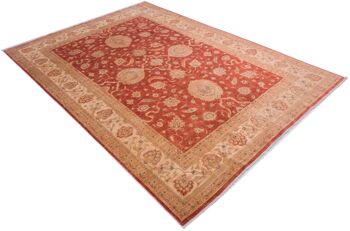 Tapis Afghan Feiner Chobi Ziegler 298x211 noué main 210x300 motif fleur rouge 3