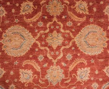 Tapis Afghan Feiner Chobi Ziegler 298x211 noué main 210x300 motif fleur rouge 5