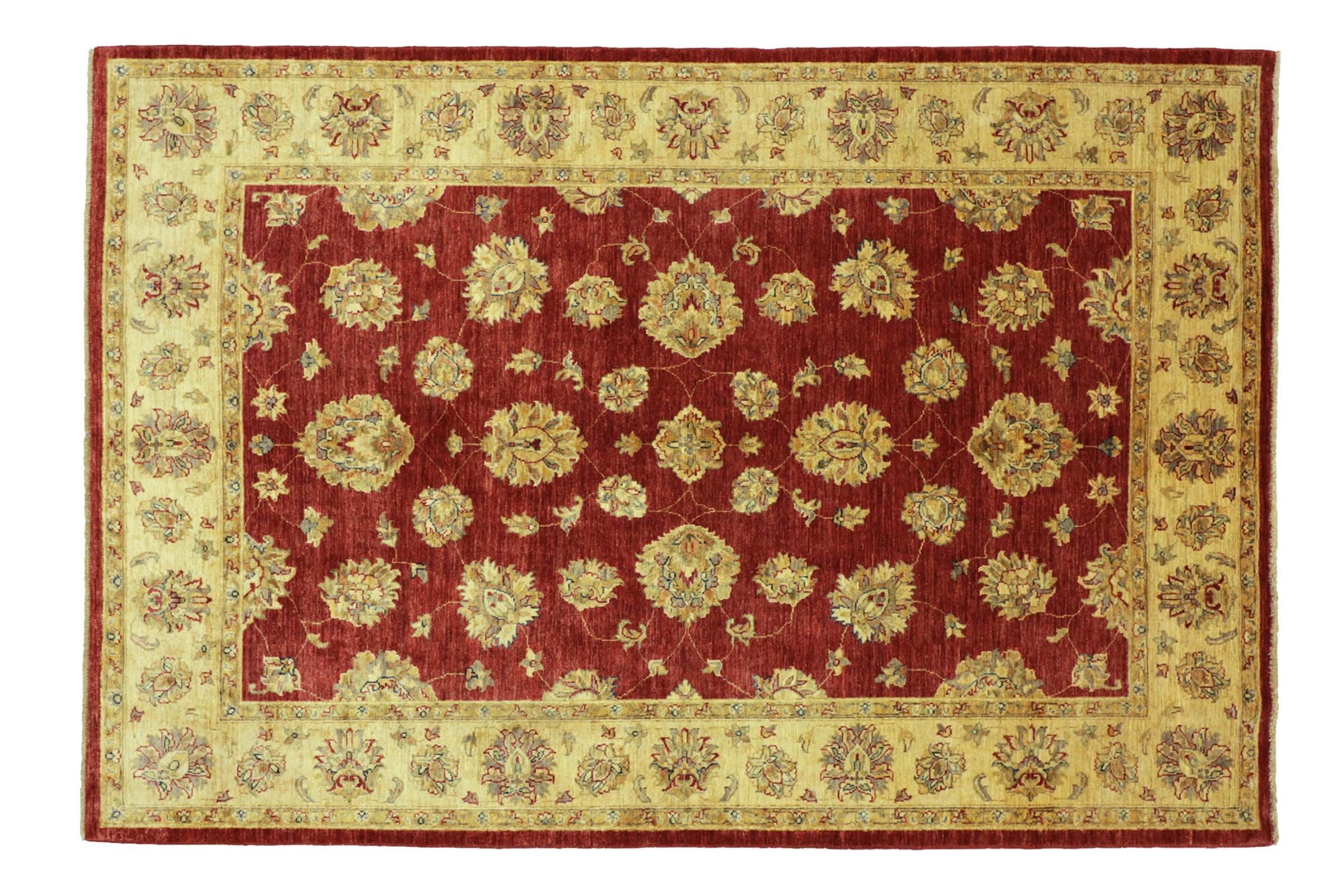 Afghan Chobi Ziegler 226x173 tappeto annodato a mano 170x230 rosso floreale pelo corto Orient