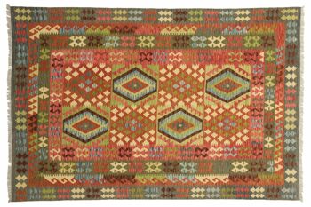 Afghan Maimana Kilim Colorful 298x196 Tapis tissé à la main 200x300 multicolore géométrique 1