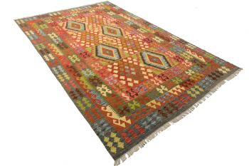 Afghan Maimana Kilim Colorful 298x196 Tapis tissé à la main 200x300 multicolore géométrique 3