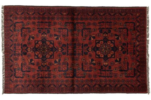 Afghan Khal Mohammadi 120x73 Handgeknüpft Teppich 70x120 Rot Geometrisch Muster