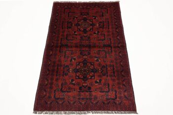 Tapis Afghan Khal Mohammadi 120x73 noué main 70x120 motif géométrique rouge 2