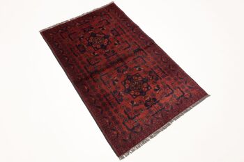 Tapis Afghan Khal Mohammadi 120x73 noué main 70x120 motif géométrique rouge 3