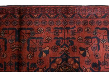 Tapis Afghan Khal Mohammadi 120x73 noué main 70x120 motif géométrique rouge 5