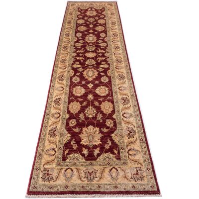 Afghan Chobi Ziegler 300x79 hand-knotted carpet 80x300 runner red oriental