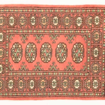 Pakistan Buchara 92x61 Handgeknüpft Teppich 60x90 Beige Geometrisch Muster Kurzflor