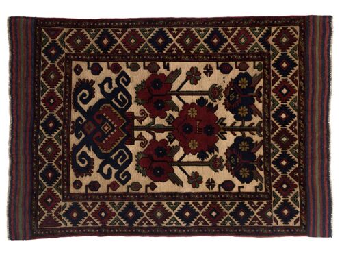Afghan Gol Barjasta 178x120 Handgewebt Teppich 120x180 Mehrfarbig Blumenmuster