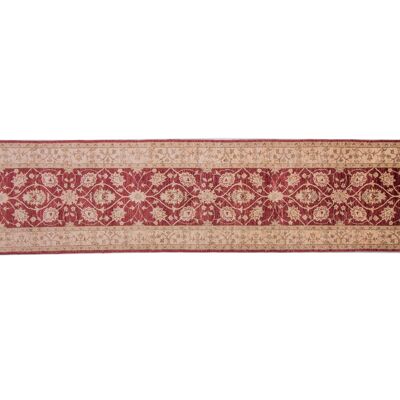 Afghan Chobi Ziegler 434x86 hand-knotted carpet 90x430 runner red oriental
