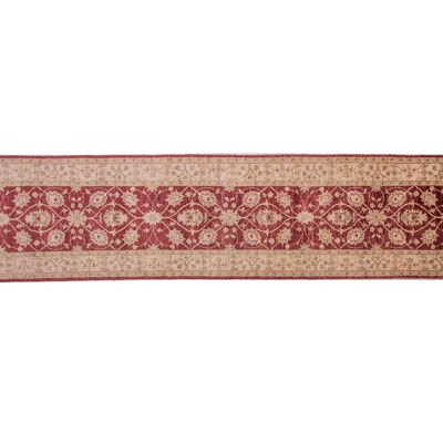 Afghan Chobi Ziegler 434x86 tappeto annodato a mano 90x430 runner rosso orientale
