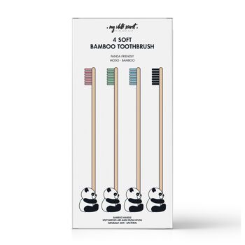 Lot de 4 brosses à dents en bambou multicolores 4