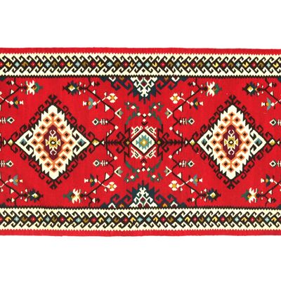 Türkischer Kelim 180x95 Handgewebt Teppich 100x180 Rot Geometrisch Muster Handarbeit