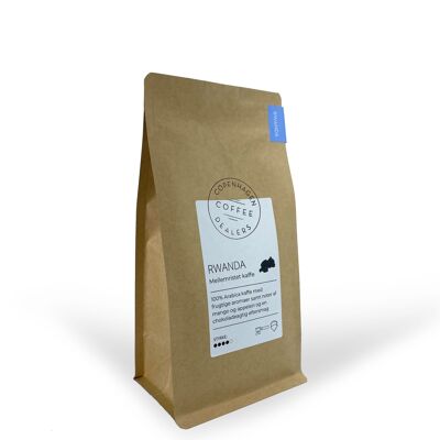 Grains de café torréfiés moyens du Rwanda - 500 g. Broyé pour pichet à piston.