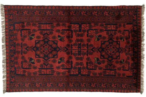 Afghan Khal Mohammadi 120x76 Handgeknüpft Teppich 80x120 Rot Geometrisch Muster
