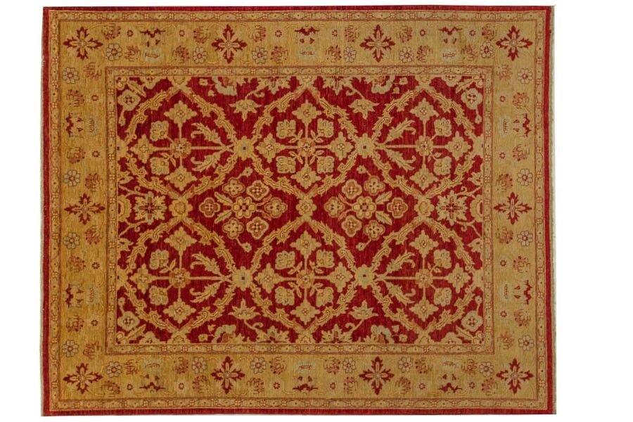 Tapis Afghan Chobi Ziegler 291x242 noué main 240x290 motif fleur or poil court