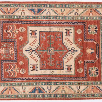 Afghan Chobi Ziegler 152x100 hand-knotted carpet 100x150 red geometric pattern