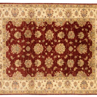 Afghan Chobi Ziegler 204x152 hand-knotted carpet 150x200 red flower pattern short pile