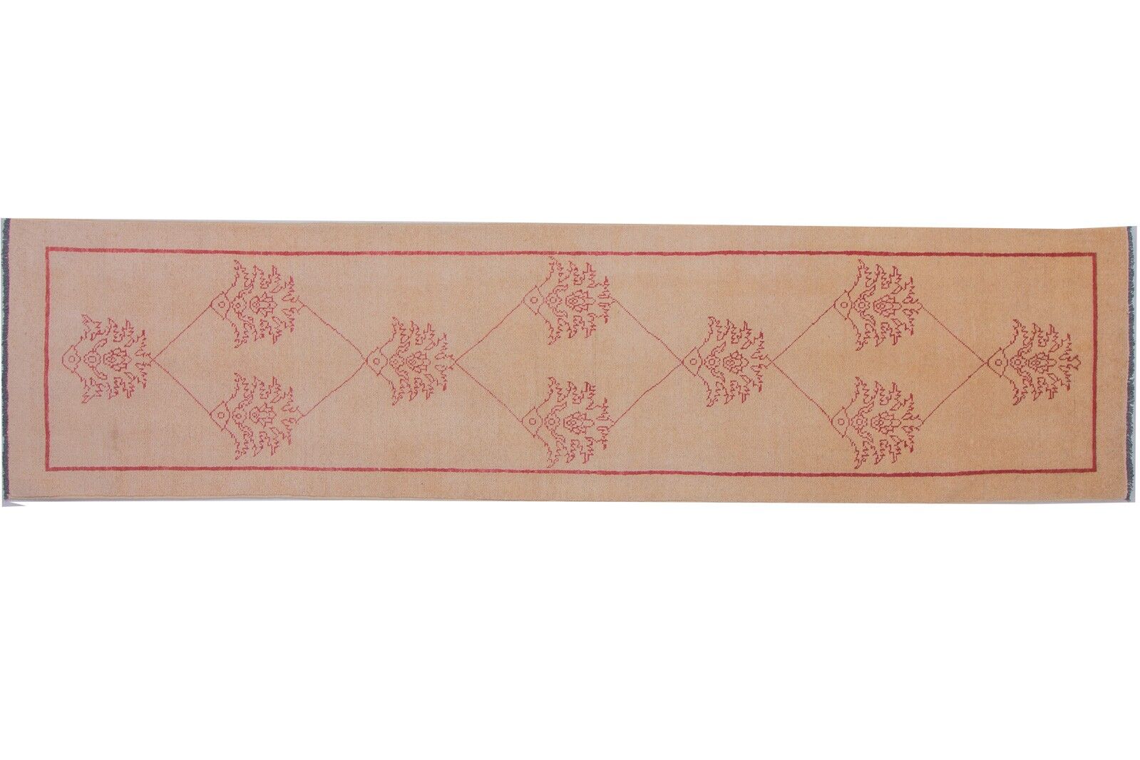 Afghan Chobi Ziegler 301x71 tappeto annodato a mano 70x300 runner beige orientale