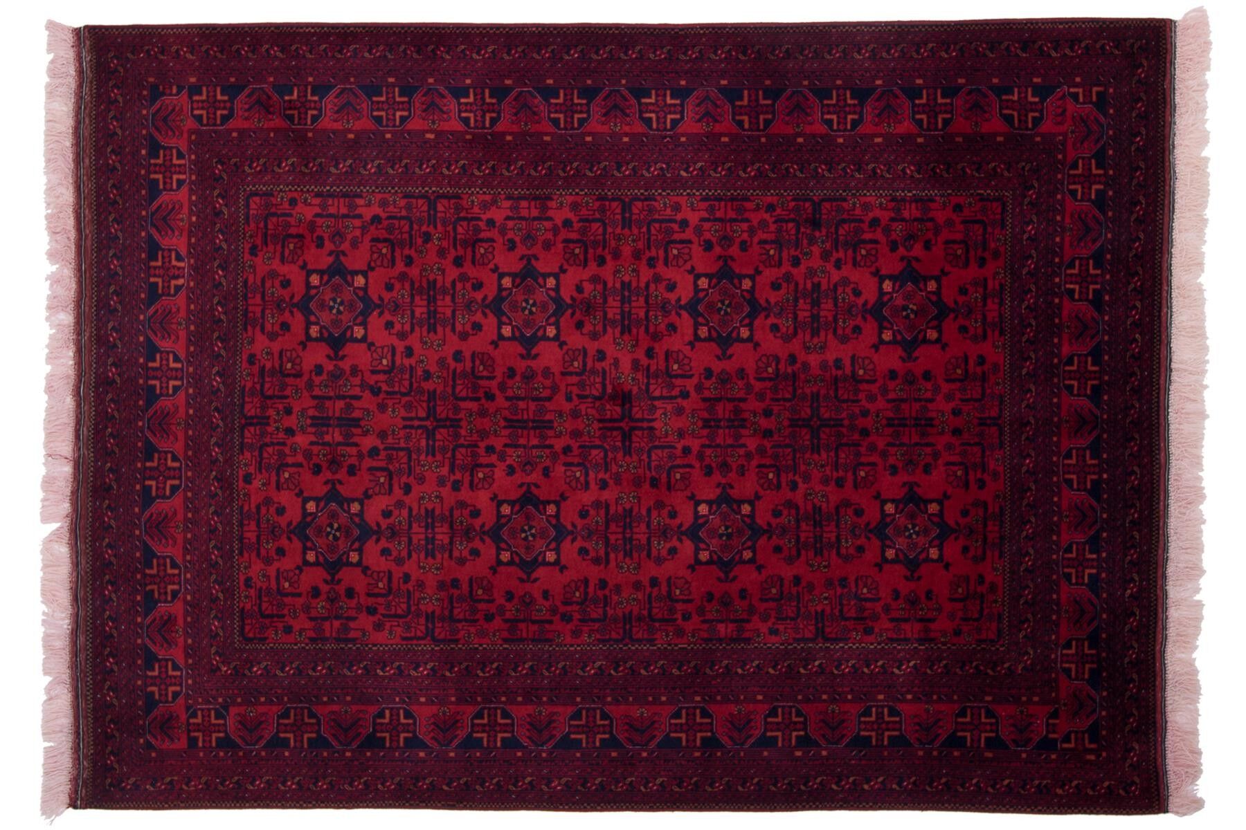 Afghan Belgique Khal Mohammadi 198x150 tappeto annodato a mano 150x200 rosso geometrico