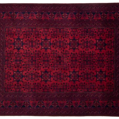 Afghan Belgique Khal Mohammadi 198x150 alfombra anudada a mano 150x200 rojo geométrico