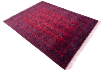 Tapis Afghan Belgique Khal Mohammadi 198x150 noué main 150x200 rouge géométrique 4