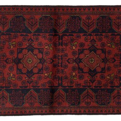 Afghan Khal Mohammadi 117x75 alfombra anudada a mano 80x120 patrón geométrico beige