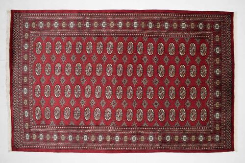 Pakistan Buchara 243x154 Handgeknüpft Teppich 150x240 Rot Geometrisch Muster Kurzflor