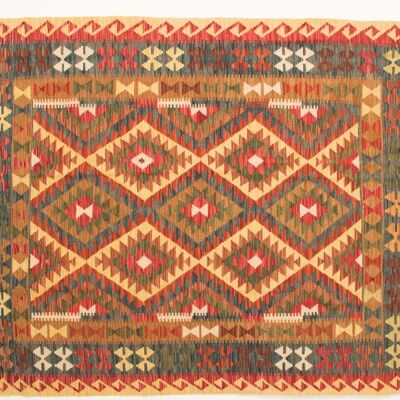 Afghan Maimana Kelim Bunt 190x152 Handgewebt Teppich 150x190 Beige Geometrisch Muster