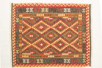 Afghan Maimana Kilim Colorful 190x152 Tapis tissé à la main 150x190 Beige Motif Géométrique 1