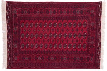 Tapis Afghan Mauri 174x124 noué main 120x170 motif géométrique rouge poils bas 1