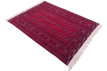 Tapis Afghan Mauri 174x124 noué main 120x170 motif géométrique rouge poils bas 3