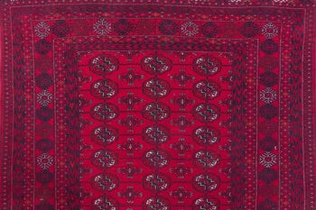 Tapis Afghan Mauri 174x124 noué main 120x170 motif géométrique rouge poils bas 5