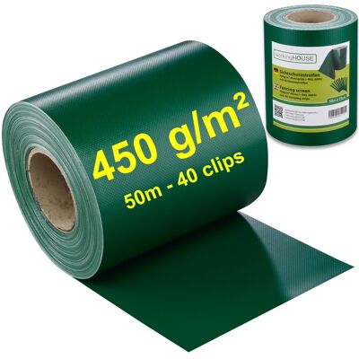 Workinghouse PVC privacy protection strips COMPACT (450 g / m², 50 m long) - moss green