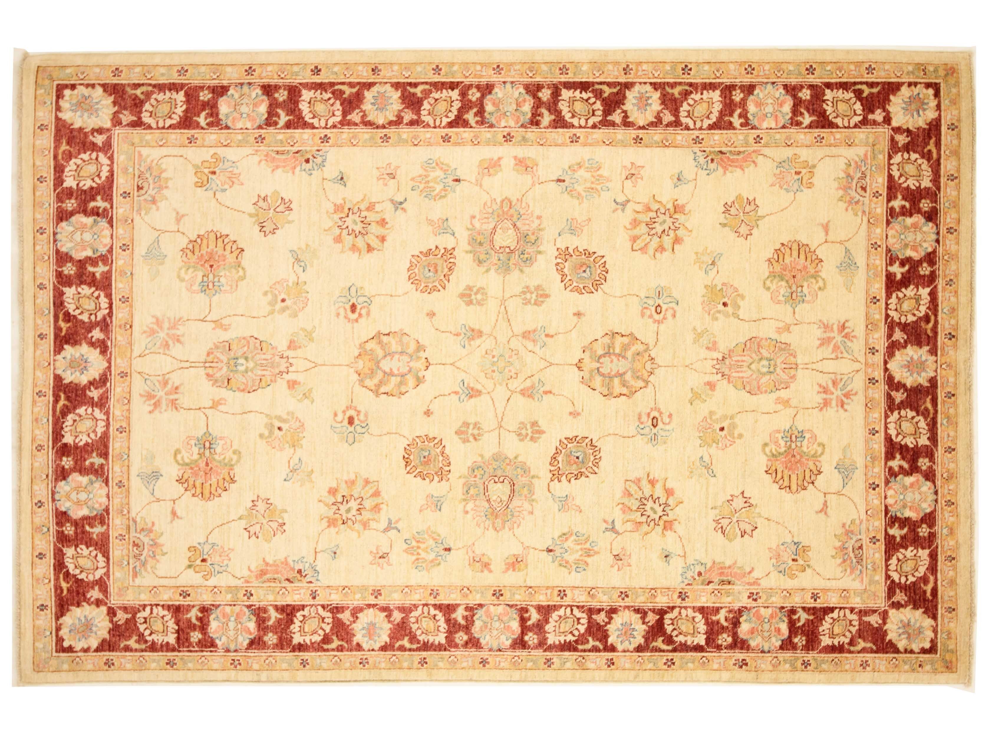 Afghan Chobi Ziegler 220x147 tappeto annodato a mano 150x220 beige, orientale, pelo corto