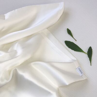 Funda de almohada de modal ecológica y satén de seda orgánica en blanco perla - Estándar 50x70cm