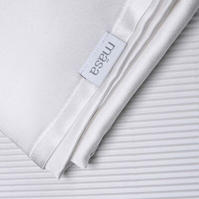 Parure de taies d'oreiller en satin de soie blanc - 2x King 50x90cm