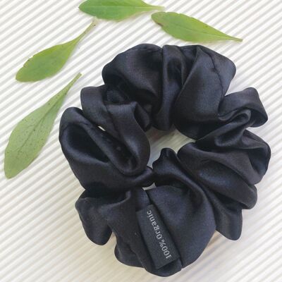 Organic Silk Scrunchie in Black