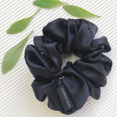 Scrunchie de Seda Orgánica en Negro