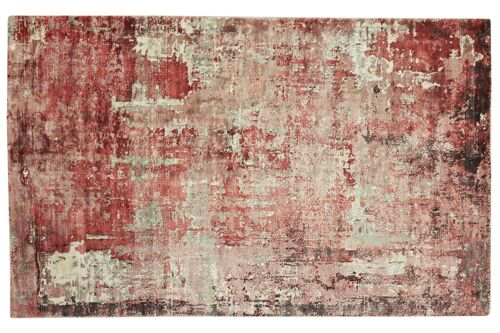 Handloom Vintage 230x160 Handgewebt Teppich 160x230 Rot Abstrakt Handarbeit Orient