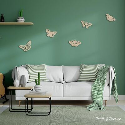Vlinders aan de muur - Hout