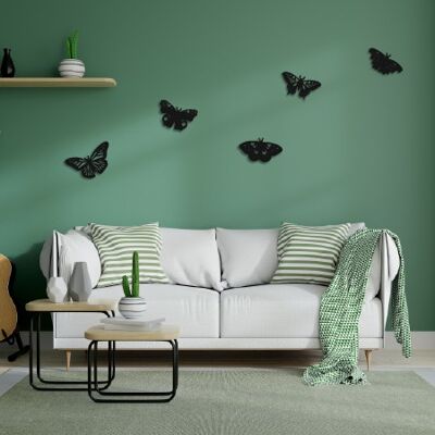 Vlinders aan de muur - Zwart