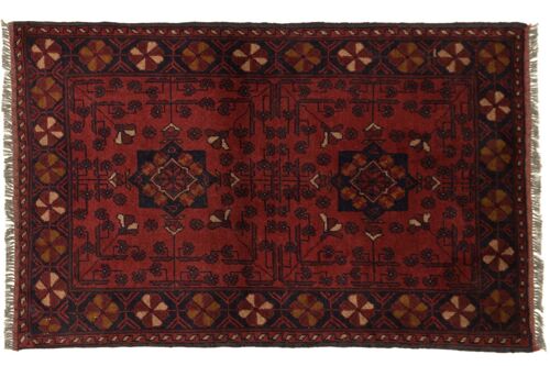 Afghan Khal Mohammadi 118x75 Handgeknüpft Teppich 80x120 Braun Geometrisch Muster
