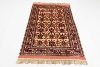 Tapis Afghan Mauri Kabul 151x113 noué main 110x150 motif géométrique orange 2