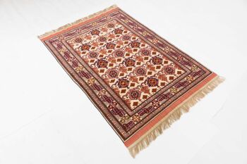 Tapis Afghan Mauri Kabul 151x113 noué main 110x150 motif géométrique orange 4