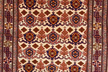 Tapis Afghan Mauri Kabul 151x113 noué main 110x150 motif géométrique orange 5