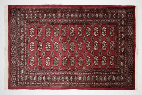 Pakistan Buchara 184x122 Handgeknüpft Teppich 120x180 Rot Orientalisch Kurzflor Orient