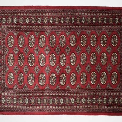 Pakistan Buchara 184x122 Handgeknüpft Teppich 120x180 Rot Orientalisch Kurzflor Orient