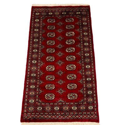 Tapis Pakistan Silk Touch 165x91 noué main 90x170 motif géométrique rouge, poils ras