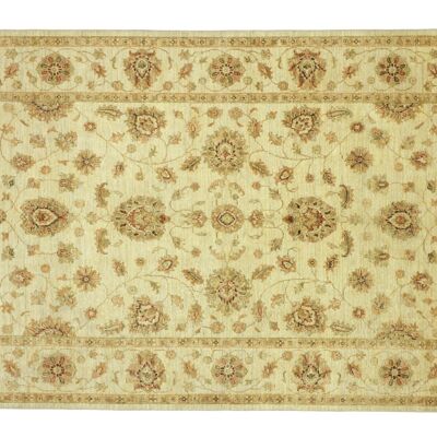 Tapis Afghan Chobi Ziegler 237x168 noué main 170x240 beige fleuri poil court Orient