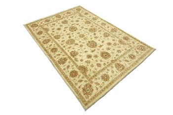 Tapis Afghan Chobi Ziegler 237x168 noué main 170x240 beige fleuri poil court Orient 3